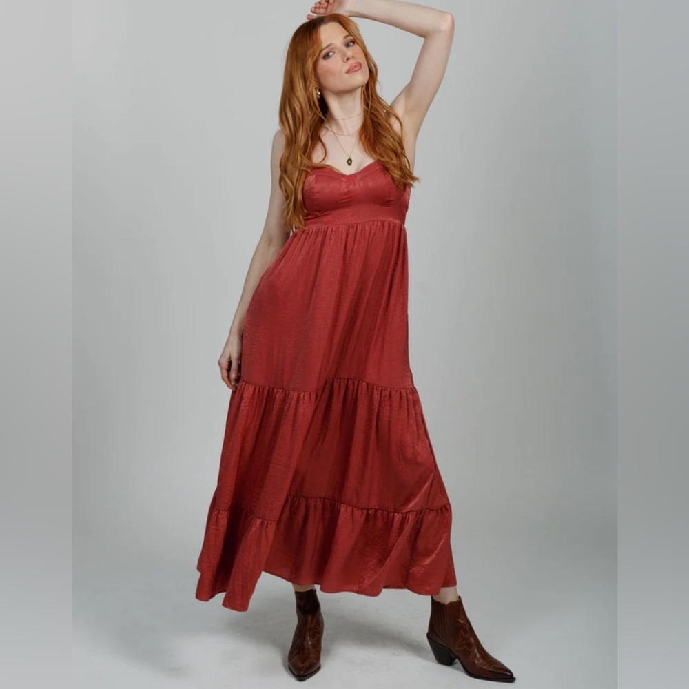 Band of Gypsies Elwyna Dusty Rose Maxi Dress Size Medium